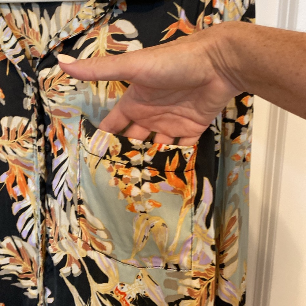 Free People Under The Palms Black Multicolored Shirt Long Sleeve - Picture 3 of 7
